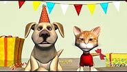Funny Happy Birthday Song. Cat and Dog sing Happy Birthday To You