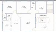 HOUSE PLAN DESIGN | EP 80 | 1200 SQUARE FEET 3 BEDROOMS HOUSE PLAN | LAYOUT PLAN
