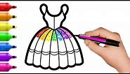 How to Draw 8 Rainbow Dress - Fun Glitter Coloring Book for Kids