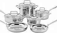 Cuisinart Classic Pots & Pans Set, 10 pcs Cookware Set with Saucepans, Saute pans, & Skillets- Tapered Rims for Drip Free Pouring & Cool Grip Handles, Stainless Steel, TPS-10