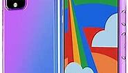 OEURVQO for Pixel 4 XL Google 4 XL Case Clear Cute Gradient Colorful Slim Soft TPU Shockproof Bumper Anti-Scratch Protective Phone Cover for Google Pixel 4 XL (Purple/Blue)