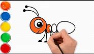 How to draw and color an ant for kids easy and step by step? #drawing #ants #insects #insect 😍🌹