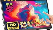 wisecoco No-Cable-Needed Dual-Speaker with OSD 10.1 inch Raspberry Pi LCD Touch Screen Portable Monitor IPS 1024 * 600 HDMI Touchscreen Display for RPi 4B 4 3b+ 3 2 Zero B B+ Windows Drive-Free
