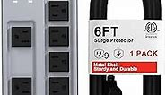 ETL-Listed Heavy Duty Power Strip, Metal Industrial Power Strip with Wall Mount, 6Ft Extension Cord with Multiple Outlets Special for Harsh Environment,1875W/15A [10 Years Lifetime] -2Pack