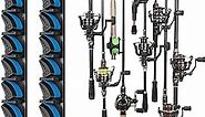 PLUSINNO 2 pack Vertical Fishing Rod rack, Wall Mounted Fishing Rod holder, 2 Packs Fishing Pole Holders Hold Up to 18 Rods or Combos, Fishing rod holders for garage, Fits Most Rods of Diameter 3-18mm