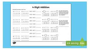 4-Digit Number Addition Worksheet