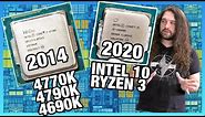 2020 vs. 2014 CPUs: Intel i7-4790K, 4770K, & i5-4690K vs. 10600K, 10900K, 3700X, 3900X