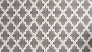 Lunarable Grey and White Peel & Stick Wallpaper for Home, Traditional Moroccan Trellis Pattern with a Modern Look Ornate Tilework, Self-Adhesive Living Room Kitchen Accent, 13" x 36", Grey White