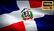 Dominican Republic flag video waving in wind. Realistic Santo Domingo Flag background. Dominican