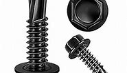 ZAMBASE 100 PCS 410 Stainless Steel #8x1" Self Tapping Screws for Metal, Self Drilling Screws Assortment Kit, Black Oxide. (Hex #8x1")