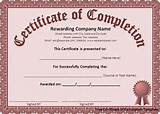 Pictures of Certificate Of Completion Template Free Printable