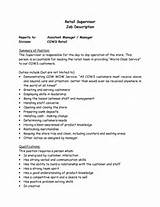 Training Supervisor Job Description Sample