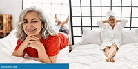 Grey Hair Woman Lying in Bed