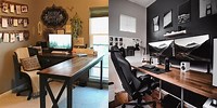 Home Office Design with Large HP Monitor