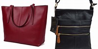 Women's Leather Bags Large Zippered