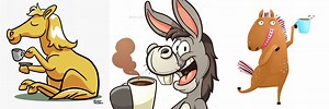 Funny Horse Drinking Coffee Clip Art