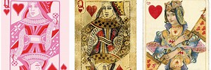 Vintage Pink Queen of Hearts Playing Card