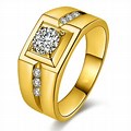 24K Gold Ring with Diamond for Men