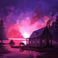 4K Digital Art Purple and Red Wallpaper