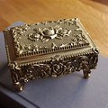 Antique Brass and Glass Jewelry Box
