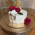 Birthday Cake Gold with Red Roses