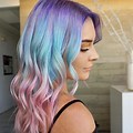Blonde Hair with Pink Blue and Purple Ombre
