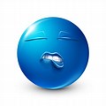 Blue Emoji Biting Lip