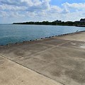 Blue Skies Water Lake Michigan Racine WI Fishing with Pier Clip Art