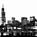 Chicago Skyline Silhouette at Night