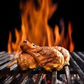Chicken Grilled On Fire Black Image Logo