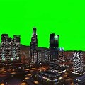 City with a Green Screen Sky