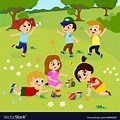 Clip Art of Children Playing Outside