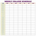 College Class Schedule Template Blank
