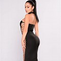 Fashion Nova Black Lace Up Dress