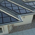 Flat Roof with Solar Panels On Triangular Base
