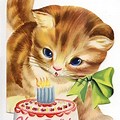 Free Clip Art Vintage Happy Birthday with Cat
