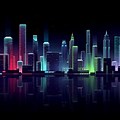 Futuristic Cityscape Neon Lights