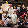 Image of Pope Francis with Many Children