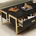 Living Room Coffee Table in Black with Gold