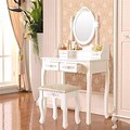 Makeup Vanity Table with Large Oval Mirror