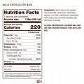 Milk Chocolate Bar Nutrition Label