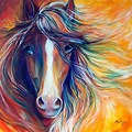 Multicolor Abstract Art Horse