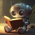 Robot Reading a Book Cartoon