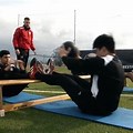 Sit-Ups at Football Practice