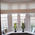 Soft Roman Shades with Curtains Bay Window