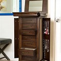 Solid Wood Jewelry Armoire with Mirror