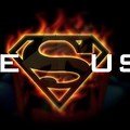 Superman Logo with Jesus in Center Flaming