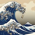 The Great Wave of Pug Wallpaper