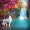 Unicorn Waterfall Rainbow Wallpaper