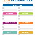 Weekly Cleaning Schedule Blank Template for Teenagers